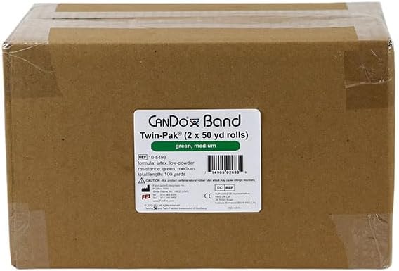 CanDo Twin-Pak Exercise Band, Green, 100 Yard