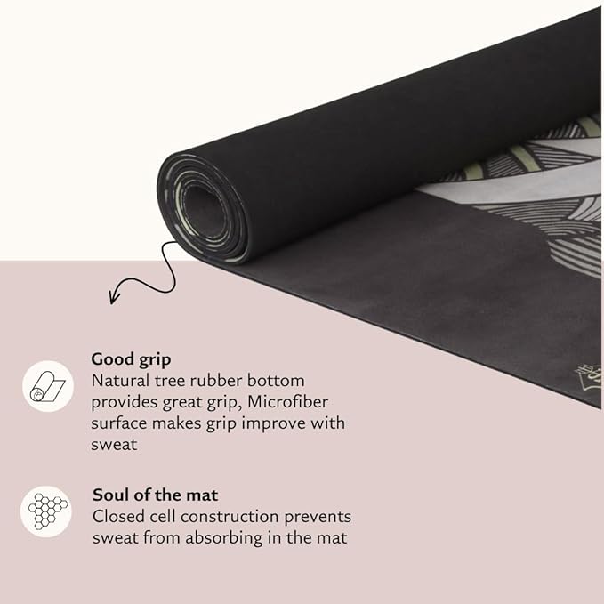 Shakti Warrior Suede yoga mat - Premium Printed Natural Eco-friendly Non-Slip Mat Great for Hot Yoga, Pilates, Workouts (72 inch x 24 inch x 3mm thick)