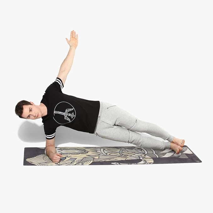 Shakti Warrior Suede yoga mat - Premium Printed Natural Eco-friendly Non-Slip Mat Great for Hot Yoga, Pilates, Workouts (72 inch x 24 inch x 3mm thick)