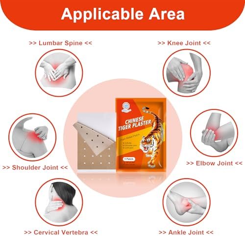 60 PCS Tiger Patches, Heat Patches, Chinese Red Tiger Hot Capsicum Patch, Relieving Back, Knee, Neck and Shoulder, Joint & Muscle