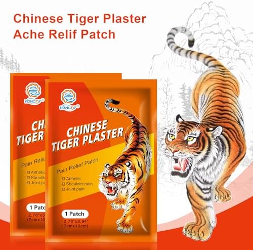 60 PCS Tiger Patches, Heat Patches, Chinese Red Tiger Hot Capsicum Patch, Relieving Back, Knee, Neck and Shoulder, Joint & Muscle