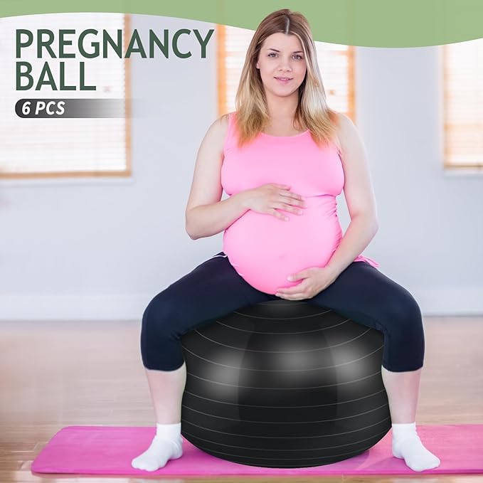 Hungdao 6 Pack Exercise Ball Bulk Inflatable Pregnancy & Workout Ball 22 Inch Heavy Duty Pilates Ball for Yoga Stretching Therapy Balance Physical Fitness