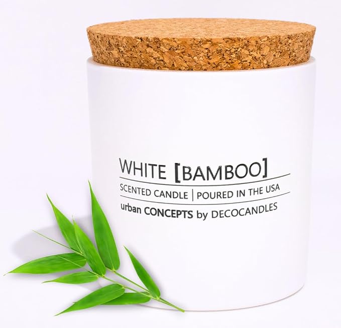 Urban Concepts by DECOCANDLES - Bamboo - Smells Like Fresh Bamboo - Highly Scented Soy Candle - Long Lasting Clean Aroma - Hand Poured in USA (9 Oz. Cork)