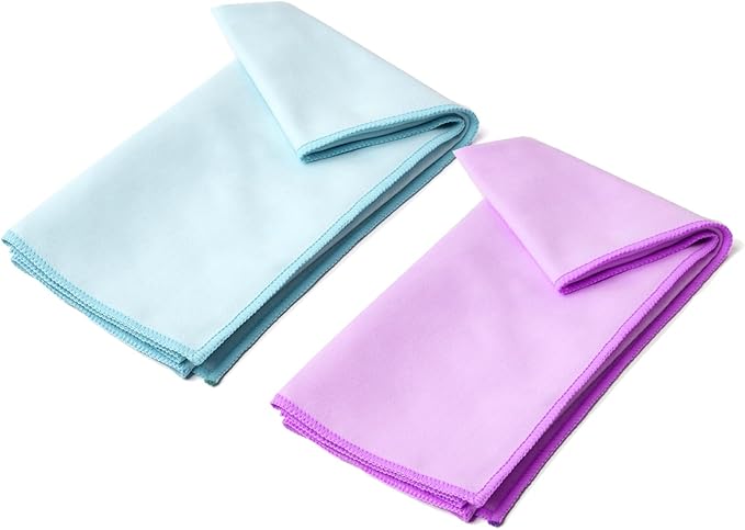 Eunzel 2 Pack Hot Yoga Microfiber Hand Towel Super Absorbent Sweat Towel for Hot Yoga, Pilates and Workout 16" x 26.5", Blue/Purple