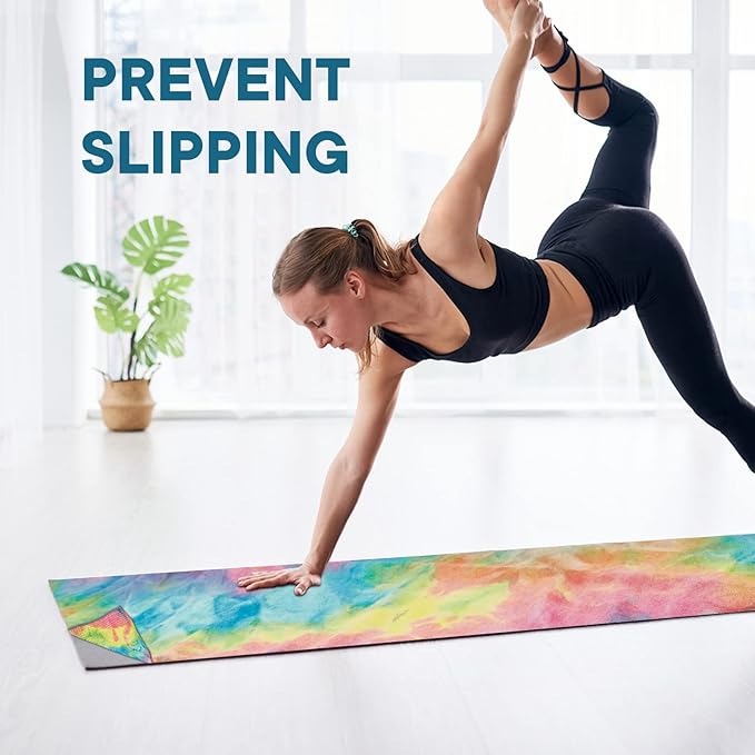 Yoga Towels, Non Slip Hot Yoga Mat Towel with Grip Dots,Super-Absorbent Soft Microfiber Yoga Blanket for Pilates, Fitness and Workout 72inch x 24inch