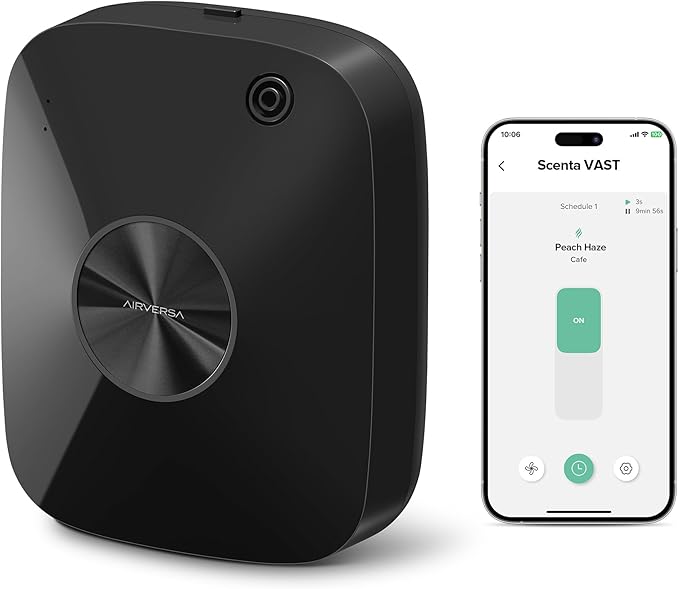 Smart Waterless Essential Oil Diffuser Scent Air Machine for Large Rooms Spaces Home and Commercial Use, Up to 2000 sq ft 400 mL Capacity, Aromatherapy Scent Diffuser, Black ANA