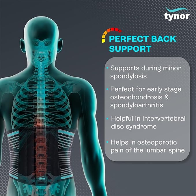 TYNOR Back Support Belt Adjustable Back Brace for Lower Back Pain,Breathable Lumbar Support Belt for Men & Women, Lower Back Brace for Herniated Disc, Sciatica & Heavy Lifting (XL, Classic Black)