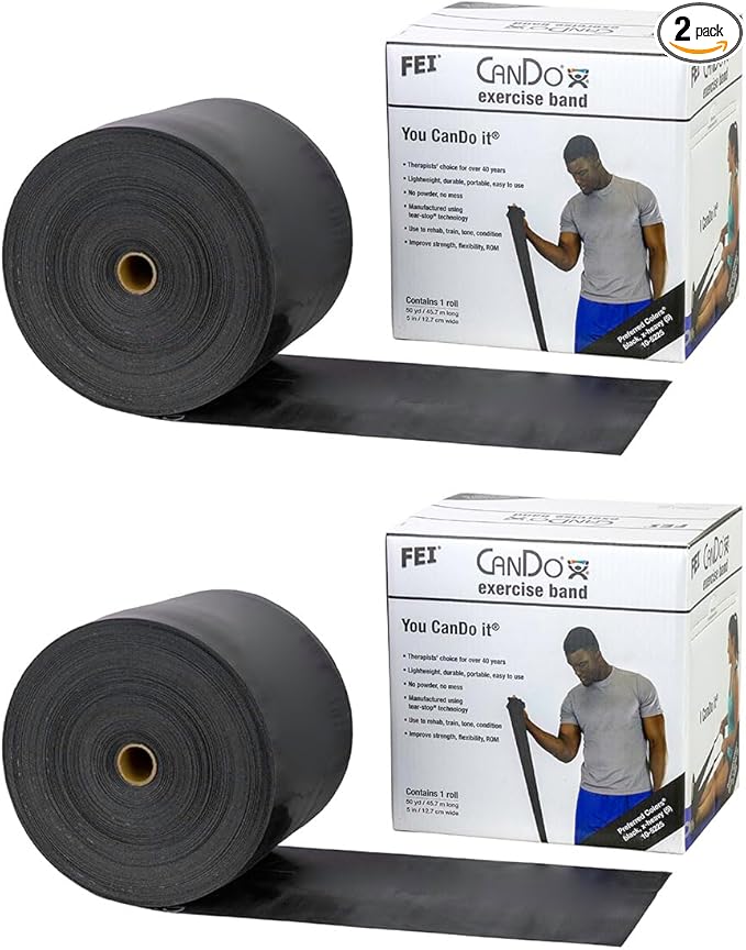 CanDo Exercise Band, Black, 100 Yard (pack of 2)