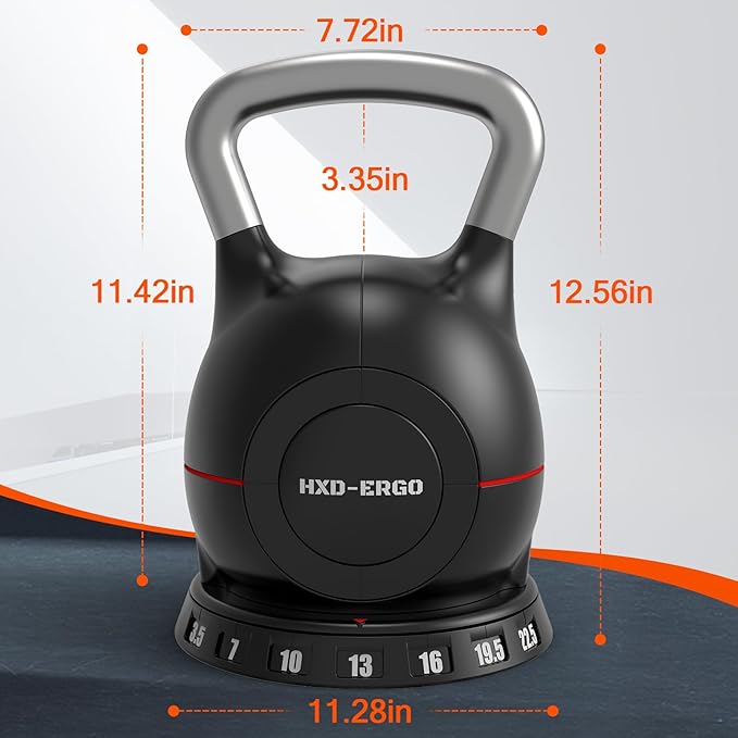 Adjustable Kettlebell Weight Set-Quickly Adjusts 7 Weights,Ergonomic kettlebell sets for Home Gym