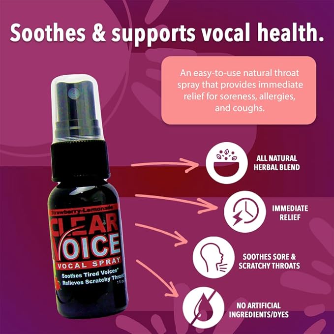 Clear Voice Vocal Spray, Strawberry Lemonade