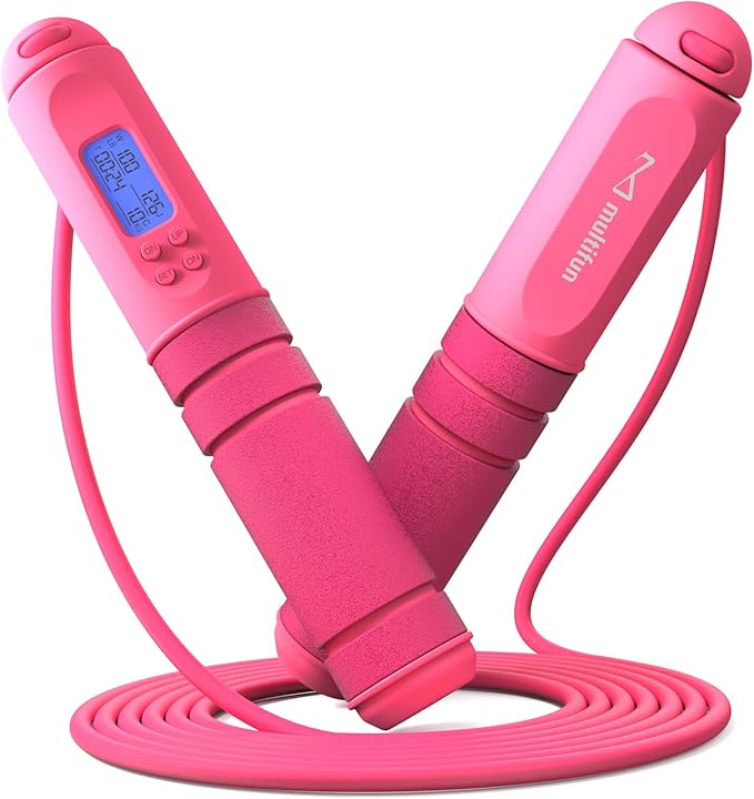 multifun Jump Rope, Adjustable Digital Jump Rope with Calorie Counter, Ball Bearings & Alarm – Ideal for Fitness, CrossFit, Boxing, MMA, Gym – Multifunctional Speed Skipping Rope