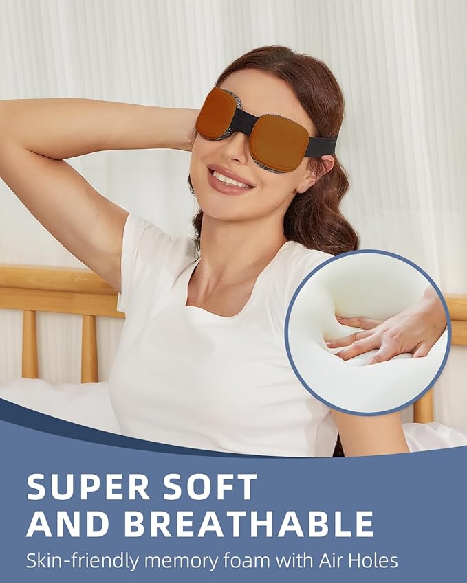 Sleep Eye Mask for Men Women, 3D Zero Intraocular Pressure Design,100% Light Blocking Sleeping,Suitable for use with cpap,Exquisite Travel Storage Box (Brown)