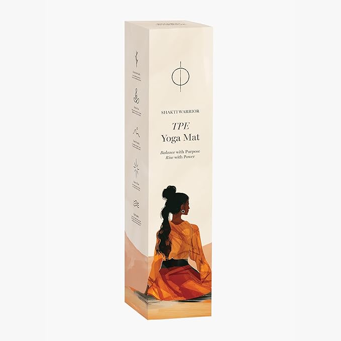 Shakti Warrior TPE Yoga Mat - Artist Designed, Premium eco friendly mats, Non Slip, Non toxic, Great For Regular & Hot Yoga, Pilates and Workouts (72 inch x 24 inch x 6mm thick)