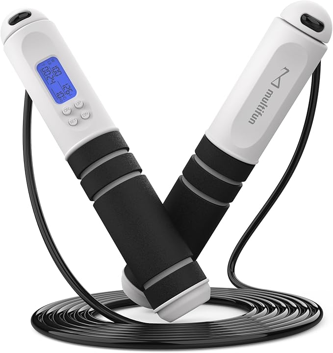 multifun Jump Rope, Adjustable Digital Jump Rope with Calorie Counter, Ball Bearings & Alarm – Ideal for Fitness, CrossFit, Boxing, MMA, Gym – Multifunctional Speed Skipping Rope