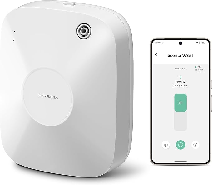 Smart Scent Air Machine with 400mL Capacity Up to 2000 sq ft Waterless Diffuser for Essential Oils for Home and Commercial Spaces, Aromatherapy Scent Diffuser for Large Rooms, White ANA