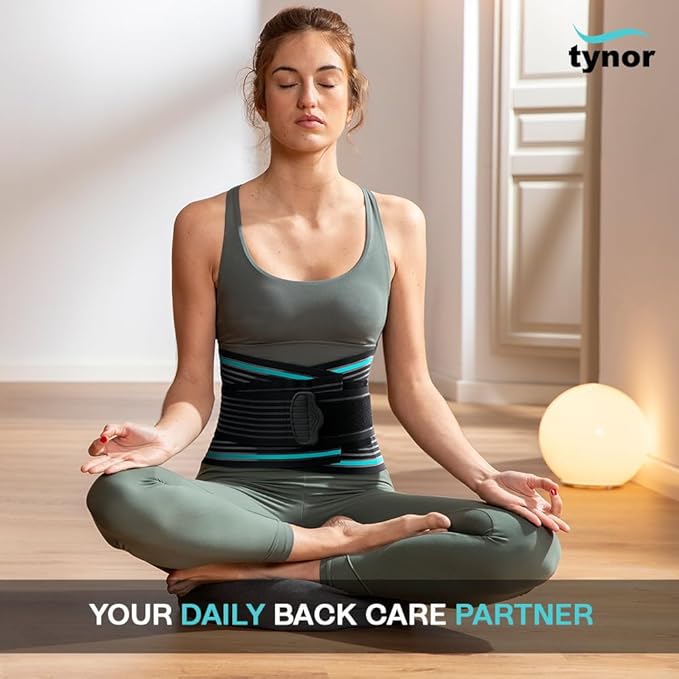 TYNOR Back Support Belt Adjustable Back Brace for Lower Back Pain,Breathable Lumbar Support Belt for Men & Women, Lower Back Brace for Herniated Disc, Sciatica & Heavy Lifting (XL, Classic Black)