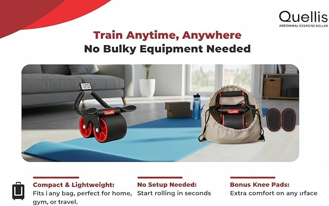 AB Roller for Men & Women – Core Strength Training Wheel Set with Elbow Support & 2 Knee Pads – Abdominal Exercise Roller for Core Stability, Belly Fat Reduction, and Total Body Workout Equipment