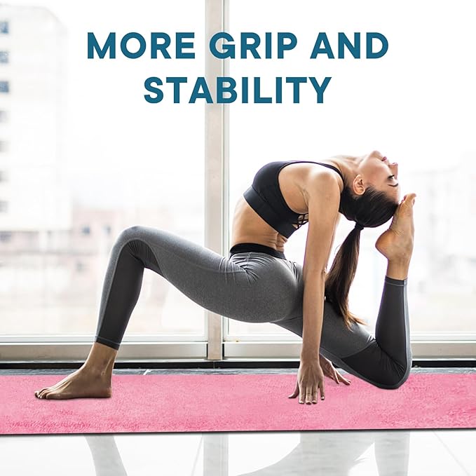 Yoga Towels, Non Slip Hot Yoga Mat Towel with Grip Dots,Super-Absorbent Soft Microfiber Yoga Blanket for Pilates, Fitness and Workout 72inch x 24inch