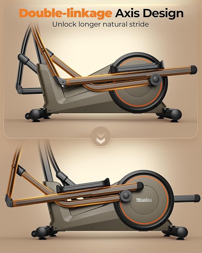 Niceday Elliptical Machine, Elliptical Exercise Machine for Home with Hyper-Quiet Magnetic Driving System, Elliptical Trainer with 15.5IN & 20IN Stride, 16 Resistance Levels, 500LBS Loading Capacity