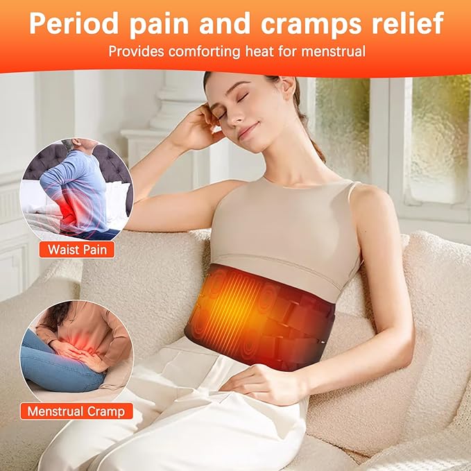 60” Cordless Heating Pad Back Brace with Heat and Massage for Back Pain Relief, Portable Rechargeable 10000mAh Battery Lower Back Massager Lumbar Support Belt, Father's Day Gifts for Dad Men Women
