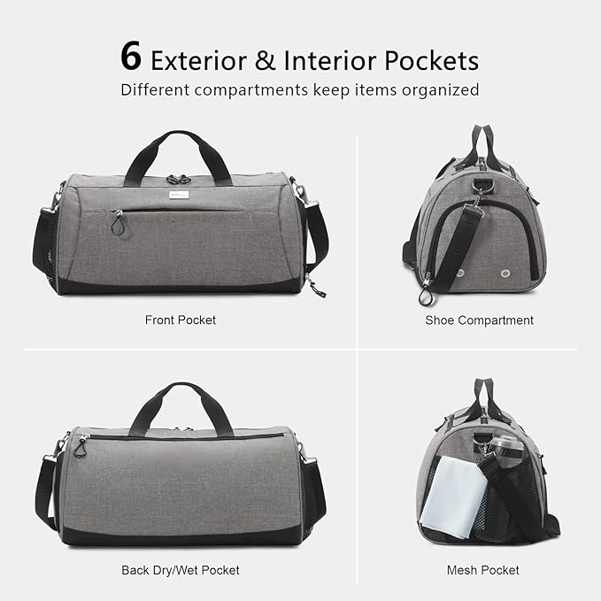 TOPDesign Gym Bag for Women & Men, Unisex Duffel Bag with Shoe Compartment & Wet Pocket for Travel Sports Gym (M Checkerboard)