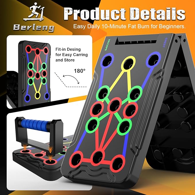 Solid Push Up Board 15 in 1 Home Workout Equipment Multi-Functional Pushup Stands System Fitness Floor Chest Muscle Exercise Professional Equipment Burn Fat Strength Training Arm Men & Women Weights