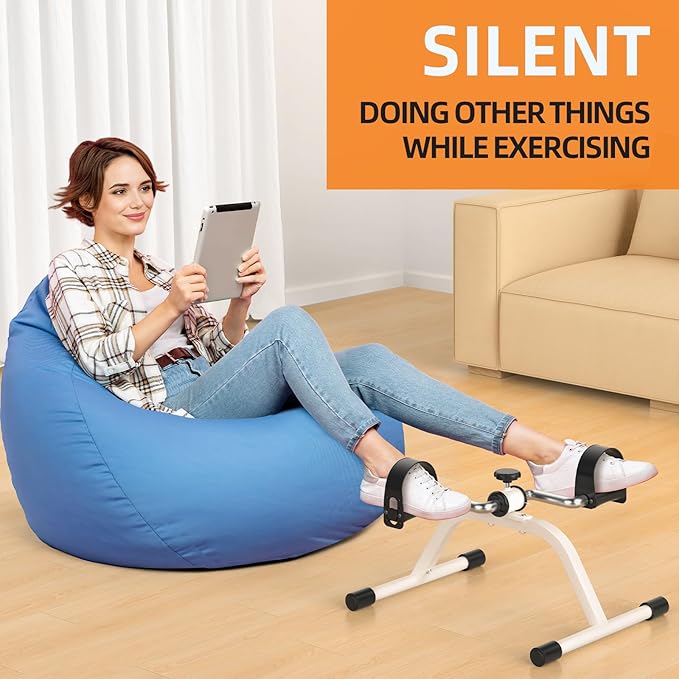 LUBBYGIM Under Desk Bike Pedal Exerciser, Non-Electric Mini Exercise Bike for Seniors, Adjustable Resistance Foot Desk Cycle for Arm & Leg Recovery, Physical Therapy, Easy to Use at Home