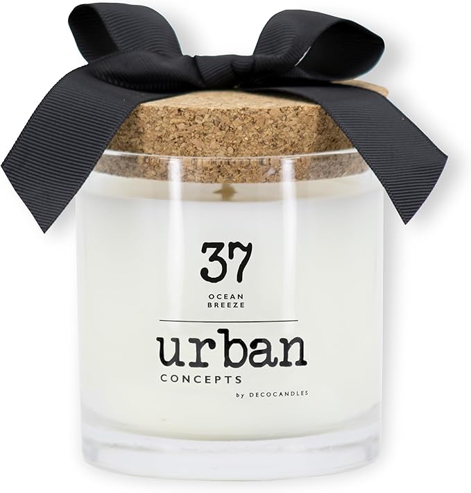 Urban Concepts by DECOCANDLES - Ocean Breeze & Sea Salt - Highly Scented Soy Candle - Long Lasting Fresh Aroma - Hand Poured in USA (9 Oz. Cork)