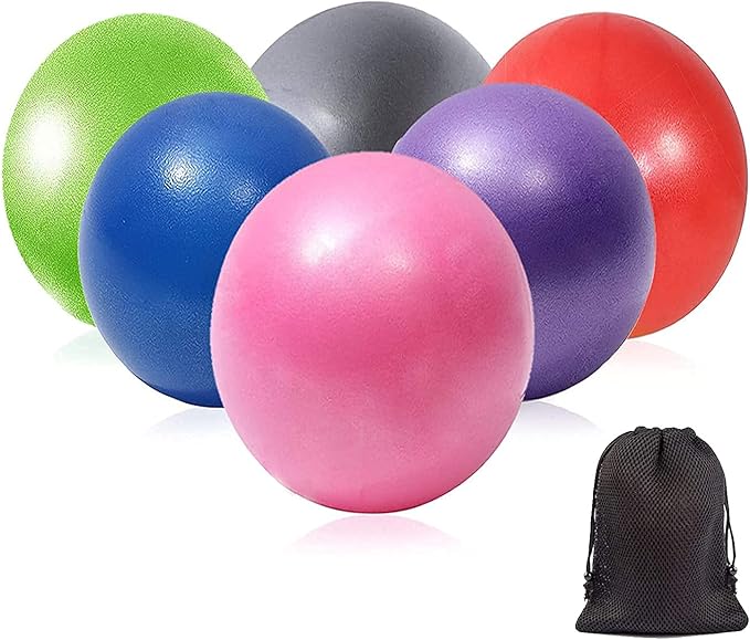 Mini Yoga Balls 9 Inch Exercise Pilates Therapy Balance Barre Equipment for Home Stability Squishy Training PhysicalCore Training(6 PCS)