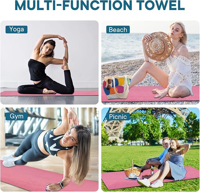 Yoga Towels, Non Slip Hot Yoga Mat Towel with Grip Dots,Super-Absorbent Soft Microfiber Yoga Blanket for Pilates, Fitness and Workout 72inch x 24inch
