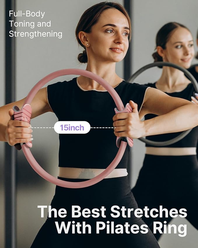 YOTTOY Pilates Ring,15 Inch Magic Circle Ring for Women Thighs,Core and Arms,Exercise Ring Pilates Equipment for Home Workout & Yoga Equipment