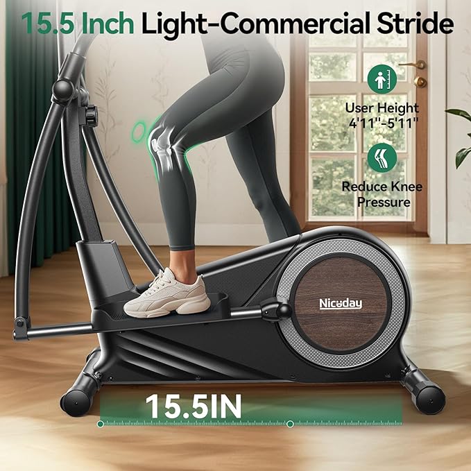 Niceday Elliptical Exercise Machine, Elliptical Machine for Home, Magnetic Elliptical Trainer with 15.5IN-19IN Stride, 16 Resistance Levels, 400LBS Loading Capacity, Support Kinomap APP
