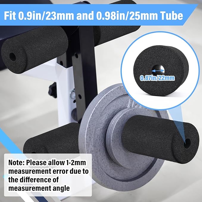 Deekin 8 Pieces Foam Foot Pads Rollers Set High Density Foam Roller for Gym Exercise Machines Equipment Replacements Exercise Massage Muscle Recovery, 6.3" x 3.4" OD x 0.87" ID