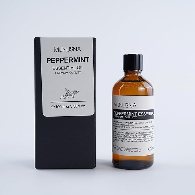 Peppermint Essential Oil, 100% Pure & Natural Peppermint Oil 100ML, Premium Grade Aromatherapy Oil for Skin Body Hair Care, Freshening Air, Mood, Diffuser, Massage, Soap and Candle Making