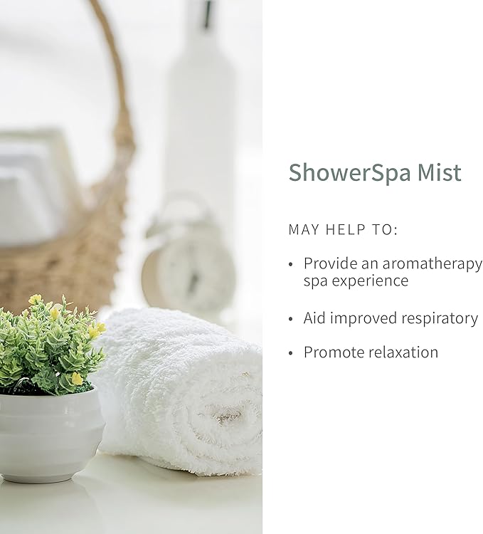 European Spa Source Energizing Lemongrass + Eucalyptus ShowerSpa Mist Spray for Aromatherapy, at Home Spa Experience, Sinus Congestion Relief, and Tension Relief, 4 fl oz.