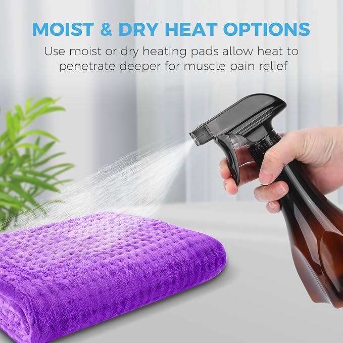 NOWWISH Heating Pad for Back Pain & Cramps Relief, Moist Heat Pad for Neck & Shoulder, Auto Shut Off, Machine Washable, Christmas Gifts for Women, 12"x 24" Purple