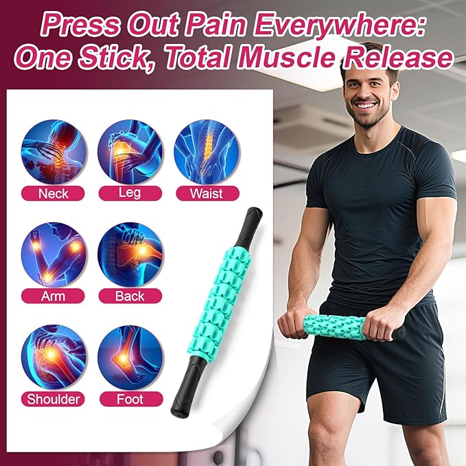 Muscle Roller Stick, Muscle Roller, Liposuction Massage Roller for Lymphatic Drainage, Massager Stick for Relief Muscle Soreness, Trigger Points, Help Exercise Runner Legs, Back Recovery