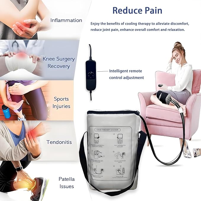 Cold Therapy Machine with Programmable Timer,Cold Compress Machine, Shoulder ice Pack for Portable Water-Cooled, Knee Joint Ice Therapy Machine, Cold Therapy Machine for Relieving Body Pain