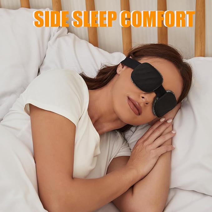 Sleep Mask for Men Women,Sleep Mask with Cpap for Side Sleeper,3D Intraocular Eye Mask Pressure-Free & 100% Blockout with Adjustable Strap Foldable Blind Fold for Flight, Travel, Nap with Box(Black)