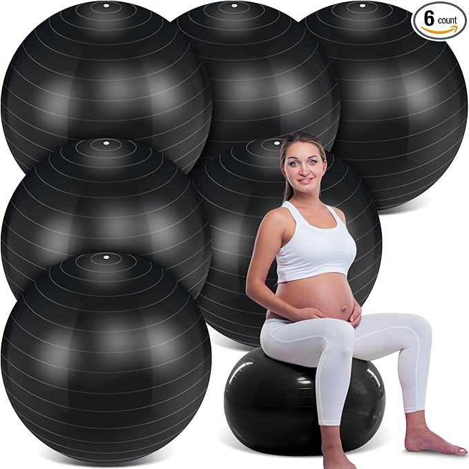 Hungdao 6 Pack Exercise Ball Bulk Inflatable Pregnancy & Workout Ball 22 Inch Heavy Duty Pilates Ball for Yoga Stretching Therapy Balance Physical Fitness