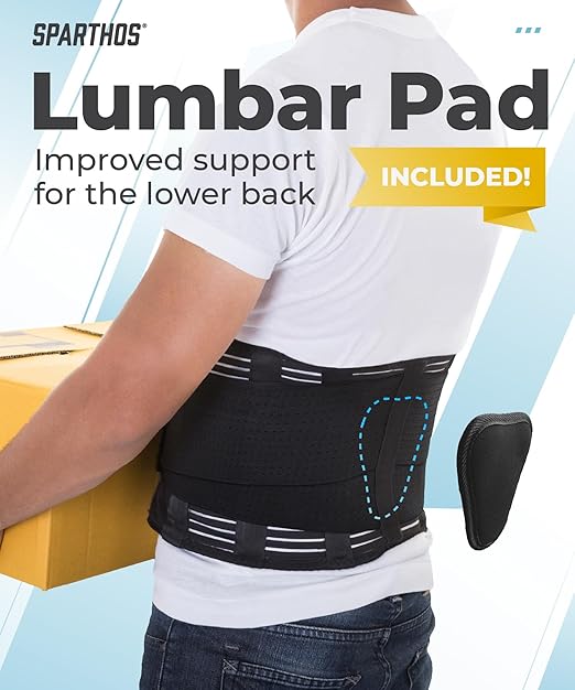 Sparthos Back Brace for Lower Back Pain - Immediate Relief from Sciatica, Herniated Disc, Scoliosis - Breathable + Lumbar Support Pad - For Men & Women - Fits 31–38″ Waist (Small, Check Size Chart)