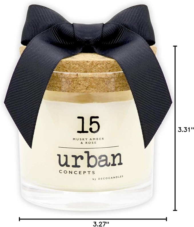 Urban Concepts by DECOCANDLES - Musky Amber & Rose - Highly Scented Soy Candle - Long Lasting Warm Fragrance - Hand Poured in USA (6.7 Oz.)