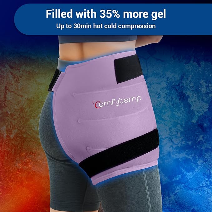 Comfytemp Hip Ice Pack Wrap for Sciatica, Hip Replacement, Fracture, Pain Relief, Reusable Gel Ice Pack for Injuries, Cold Compress Physical Therapy Recovery Gift Men Women FSA Eligible HSA Item (S/M)