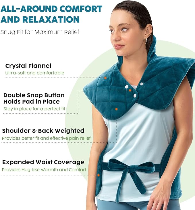 Weighted Electric Heating Pad for Neck, Shoulders and Back Pain Relief | Father's Day Gifts for Dad Husband,Gifts for Men Women, Birthday, Christmas | Fast Heating, 6 Heat Settings, 4 Timers, Auto‑Off
