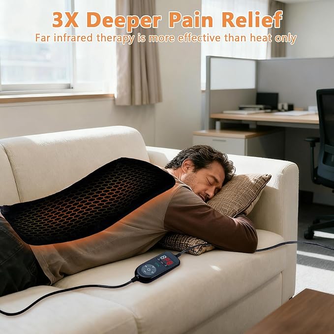 UTK 30s Fast Heating Pad for Back Pain & Period Cramps, 3X Far Infrared Deeper Pain Relief, Hotter to 160℉, FSA-HSA Eligible, 4H Auto Off, 8 Heat Settings,Machine Washable,Gift for Women Men 24" x 12"
