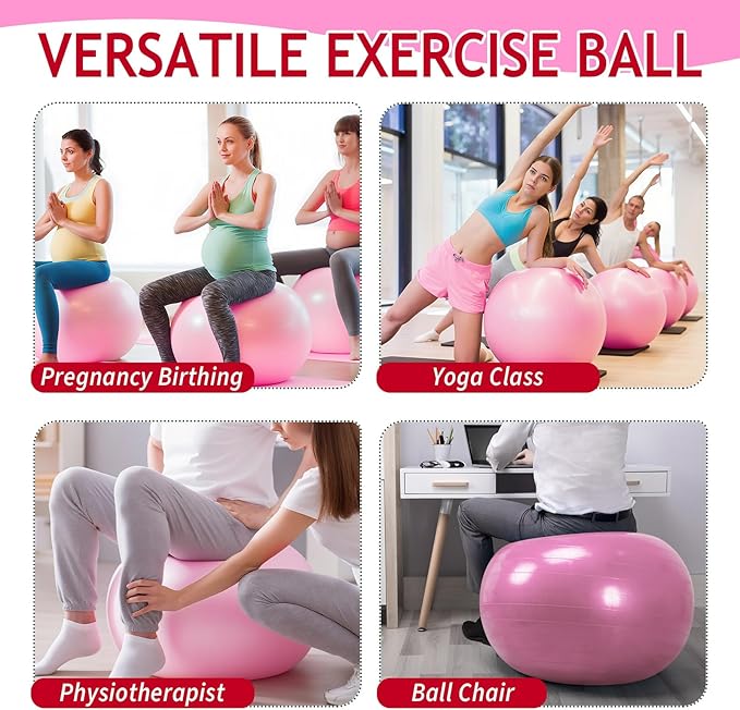 Hungdao 6 Pack Exercise Ball Bulk Inflatable Pregnancy & Workout Ball 22 Inch Heavy Duty Pilates Ball for Yoga Stretching Therapy Balance Physical Fitness