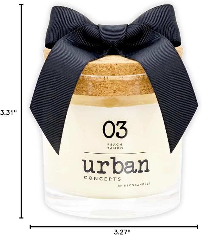 Urban Concepts by DECOCANDLES - Peach Mango - Highly Scented Soy Candle - Long Lasting - Hand Poured in USA (6.7 Oz.)