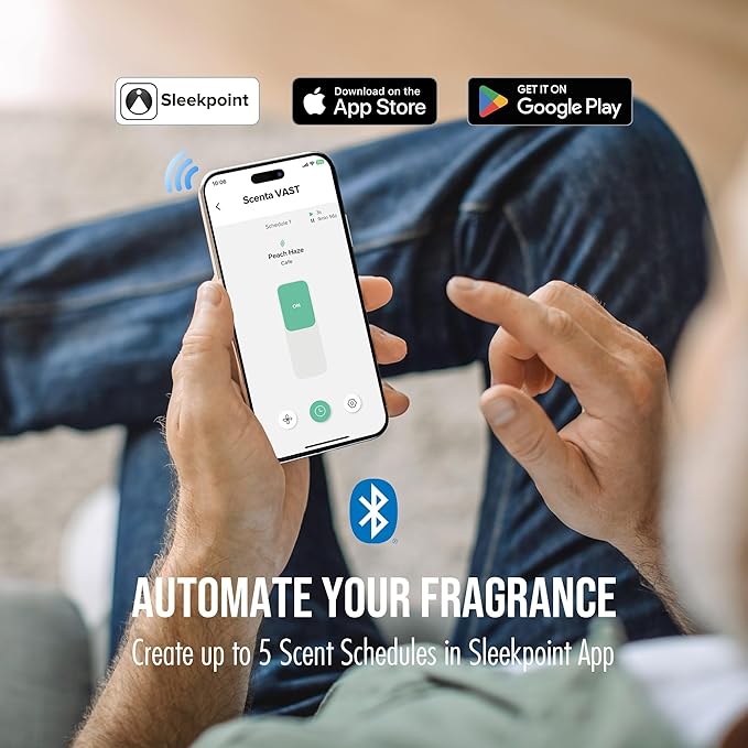 Smart Scent Air Machine with 400mL Capacity Up to 2000 sq ft Waterless Diffuser for Essential Oils for Home and Commercial Spaces, Aromatherapy Scent Diffuser for Large Rooms, White ANA