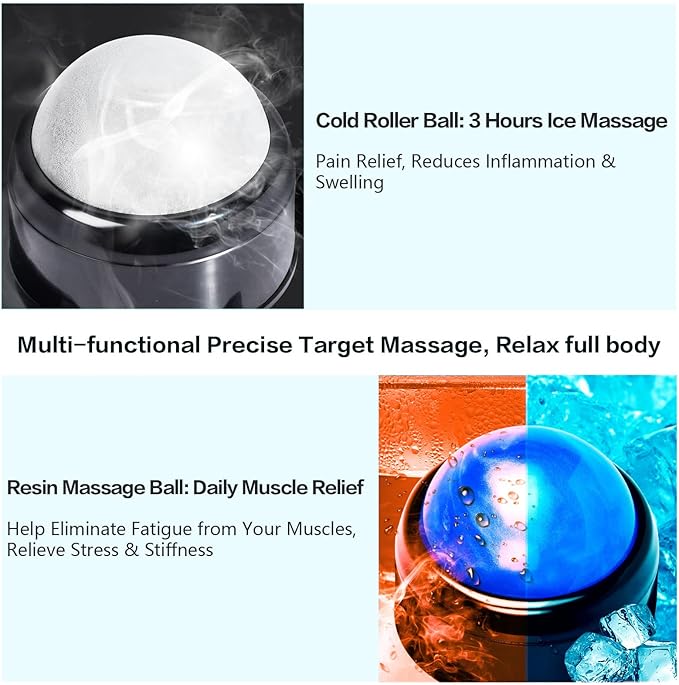 Massage Ball, Mountable Muscle Massage Roller for Pain Relief, Suction Cup Self Back Massager Roller and Trigger Point Massager to Relieve Muscle Knots, Hands-Free - 2 Balls