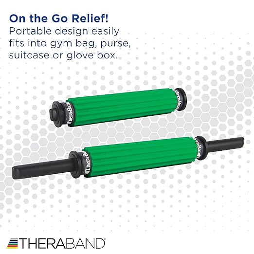 THERABAND Roller Massager +, Portable Muscle Rolling Stick with Retractable Handles for Self-Myofascial Release, Deep Tissue & Trigger Point Massage, Gifts for Runners, Athletes, Crossfit